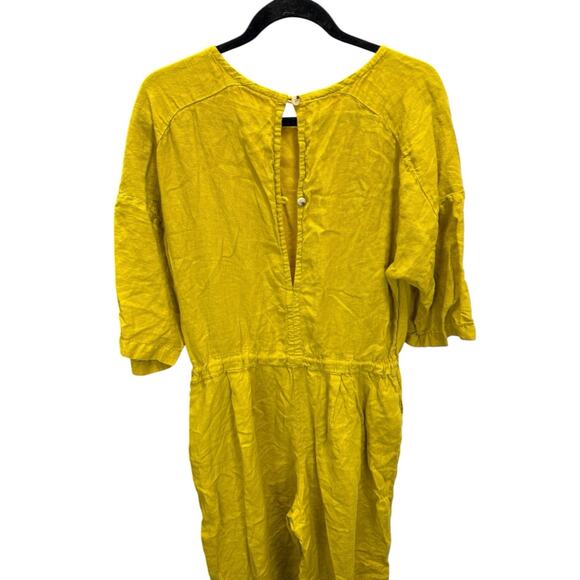 Black Crane Pea Jumpsuit Gold Linen XS Balloon Leg Minimalist Made in USA - Picture 8 of 14